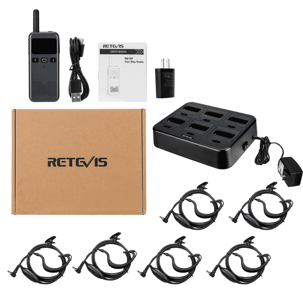 RB19P NOAA GMRS Two Way Radio with Multi-Unit Charger (6 Pack)