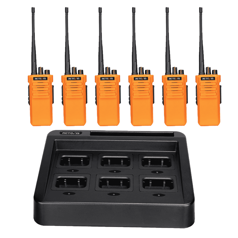 Orange RT29 UHF Long Range Radio with Multi-Unit Charger (6-Pack)