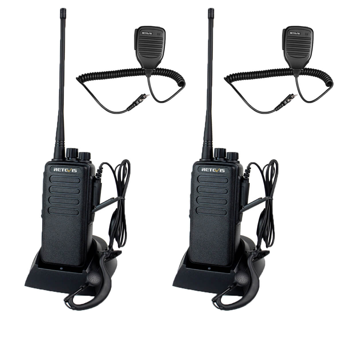 2Pack RT1 10W Long Range Walkie Talkie with Speaker Microphone