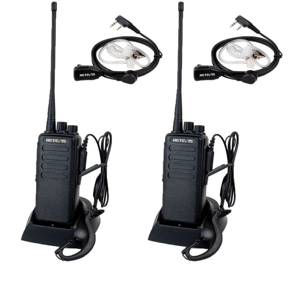 2Pack RT1 10W Long Range Walkie Talkie with Air Tube Earpiece