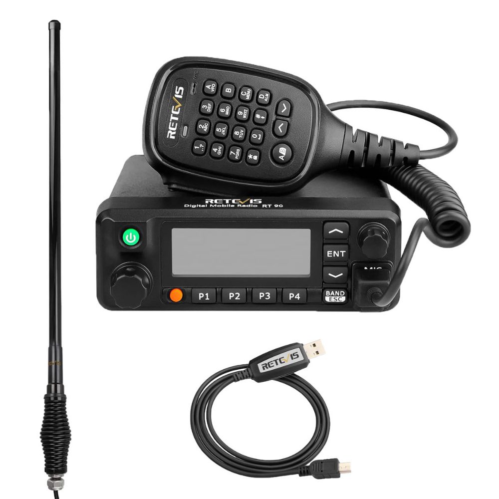 RT90 Dual Band 50w DMR Mobile Radio With MR400 High Gain Antenna