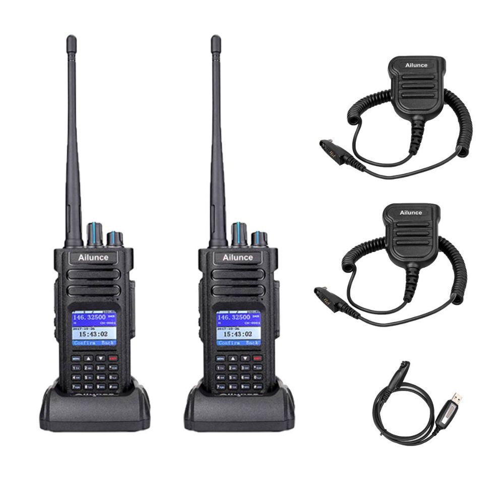 HD1 High Power Waterproof DMR Walkie-Talkie With Microphone（2 Pack）