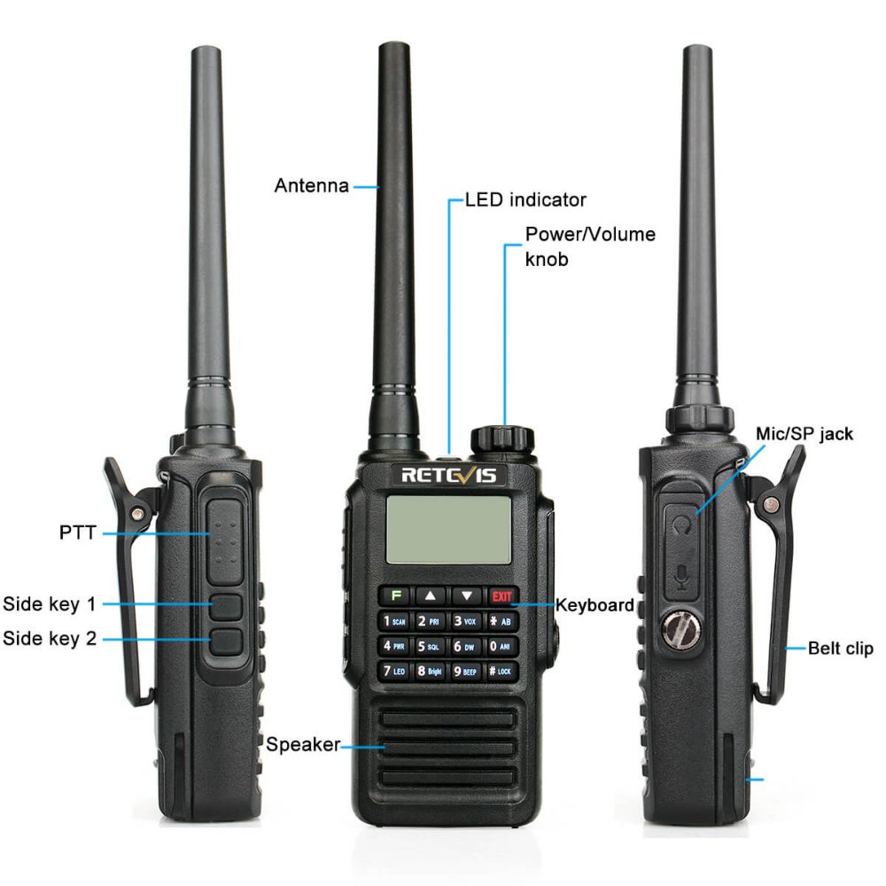 2Pack RT87 IP67 waterproof Long Range Walkie Talkie with Cable