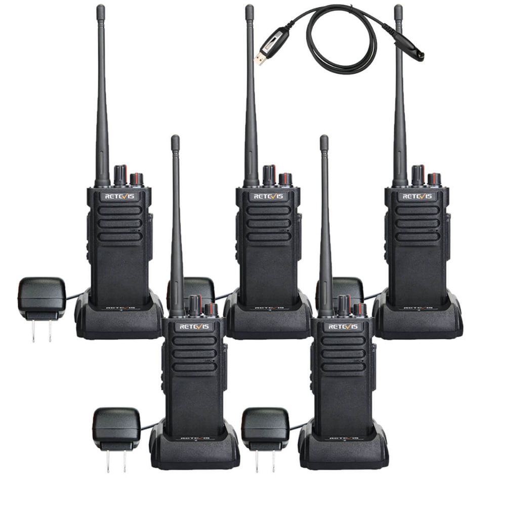 5Pack RT29 Long Range Walkie Talkie with Cable