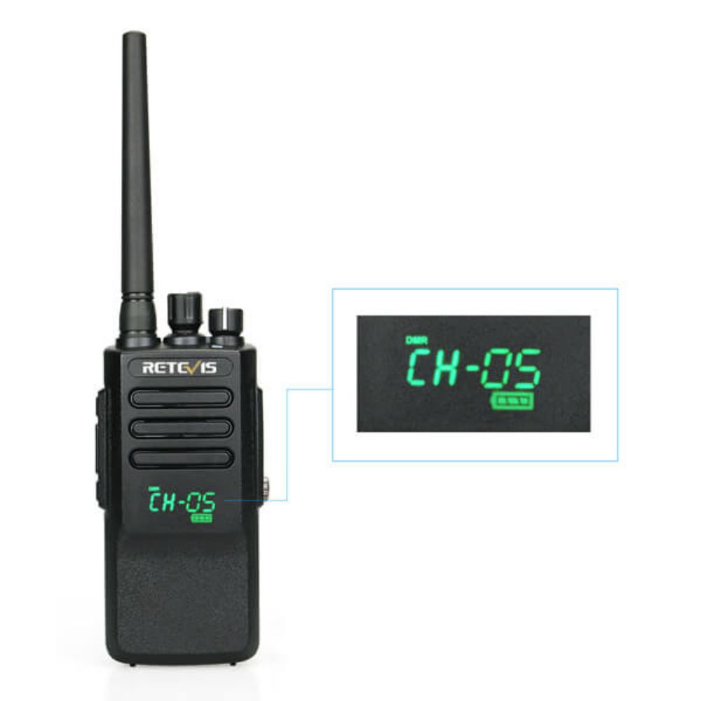 4Pack RT50 Waterproof DMR Walkie Talkie with Speaker Microphone and Cable