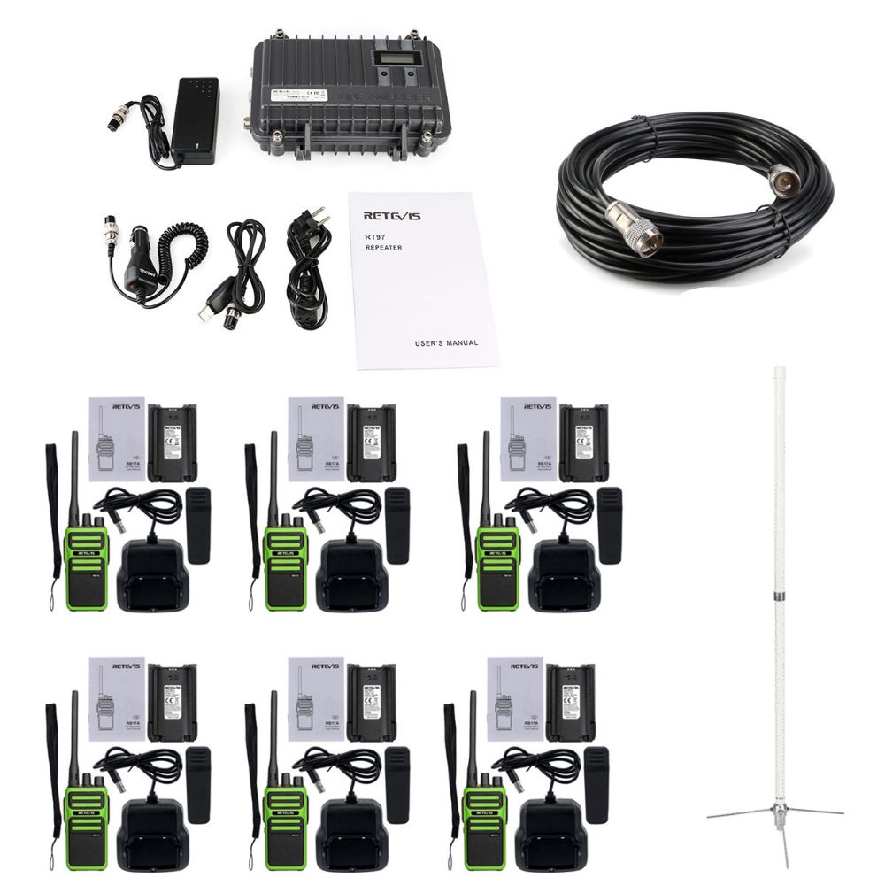 RT97 GMRS Repeater with RB17A 6 Pack Camping GMRS Radio Bundle