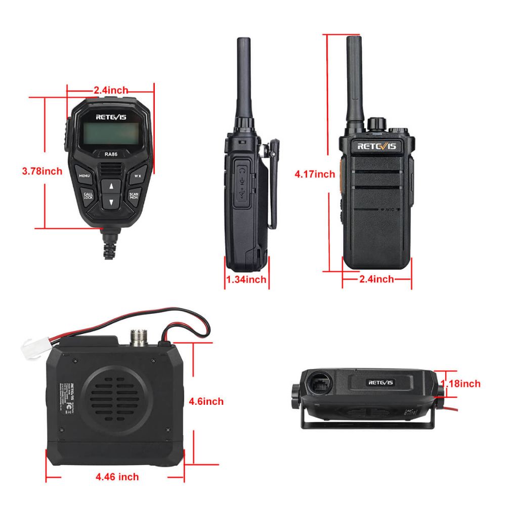 RA86 and RB26 Compact GMRS two way radio Bundle