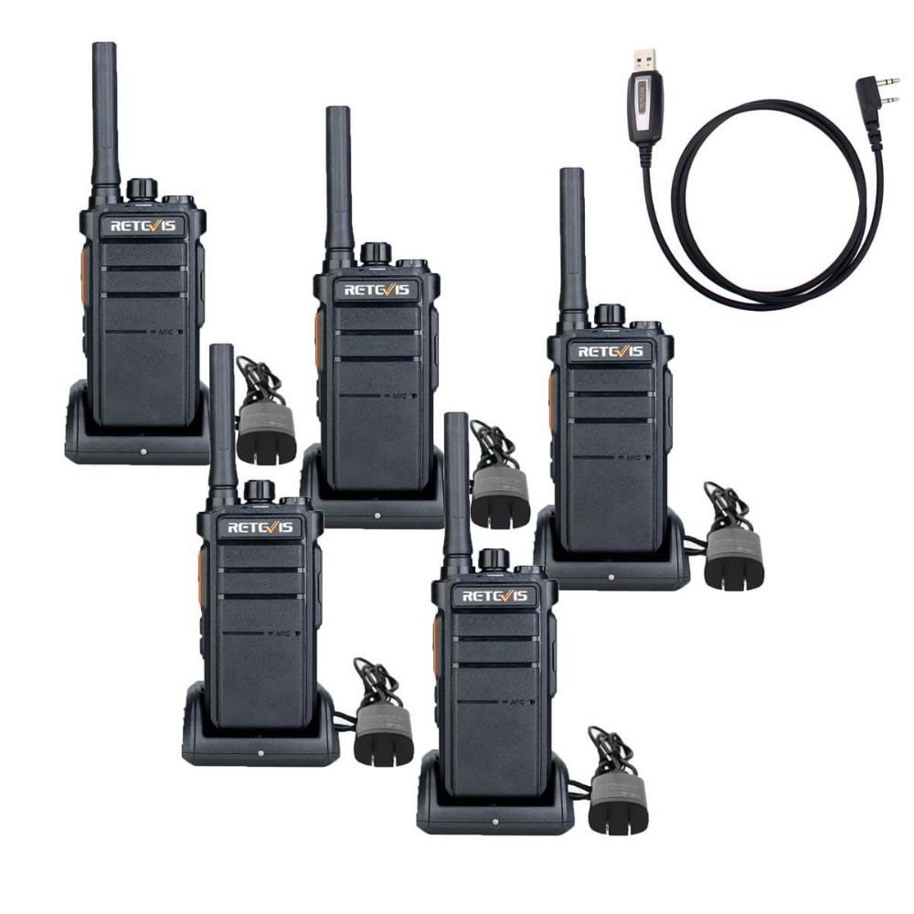 5Pack RB26 GMRS Walkie Talkie with Cable