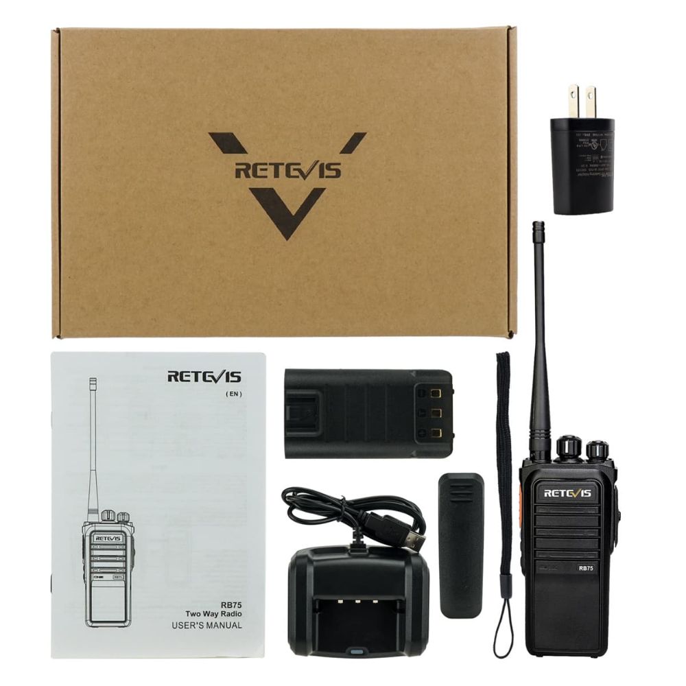RB75 waterproof large battery GMRS Walkie Talkie with program cable 10 pack-20 pack