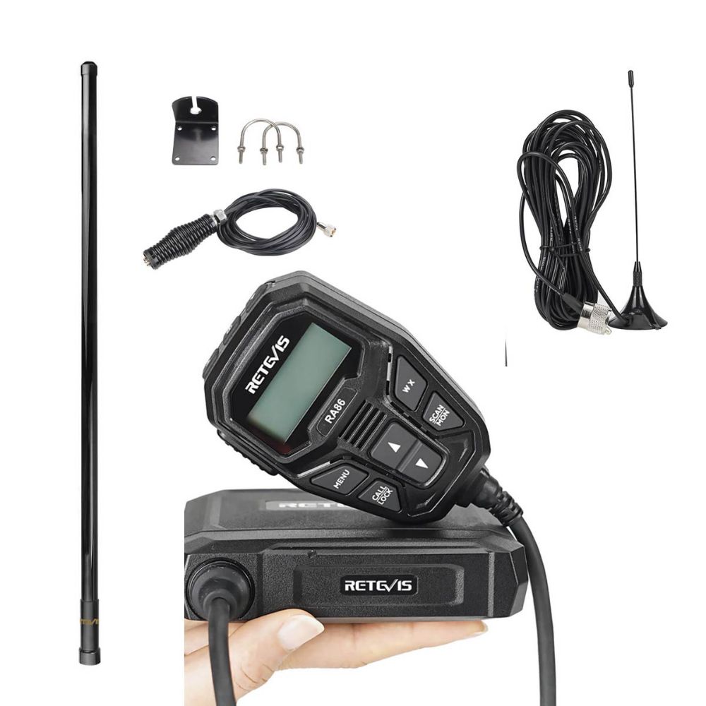 RA86 NOAA GMRS Mobile Radio with MR300 50w Antenna Bundle