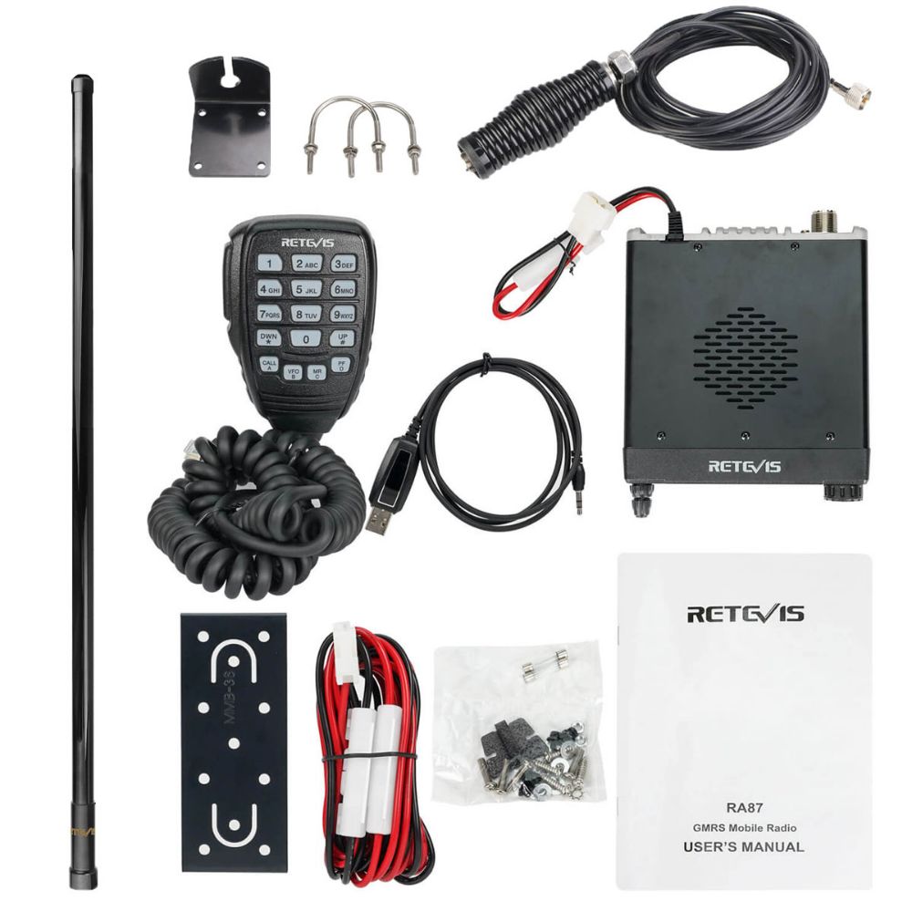 RA87 40W GMRS Mobile Radio with MR300 50w Antenna (Extra Long Range Kit)