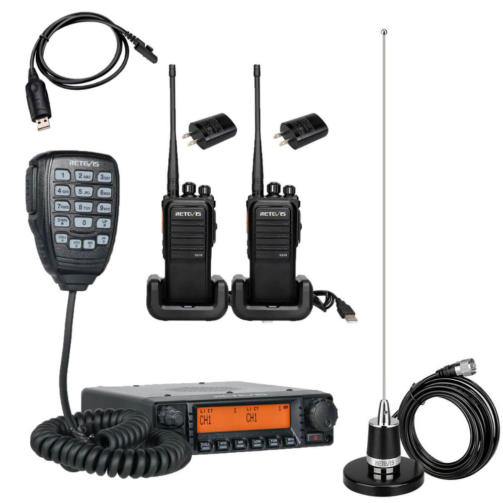  RA87 GMRS Mobile and RB75 GMRS Handheld Radio Bundle