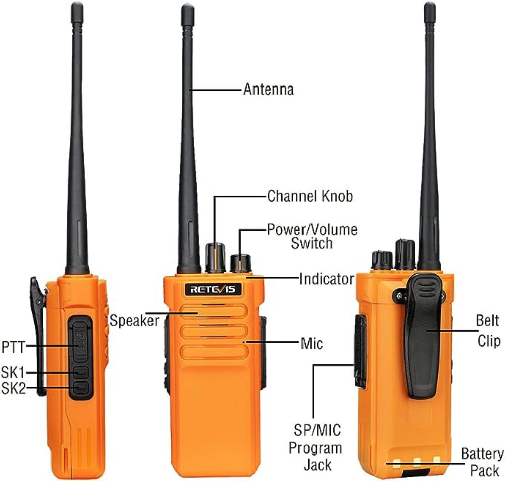 Orange RT29 long range high power UHF two way radio with microphone