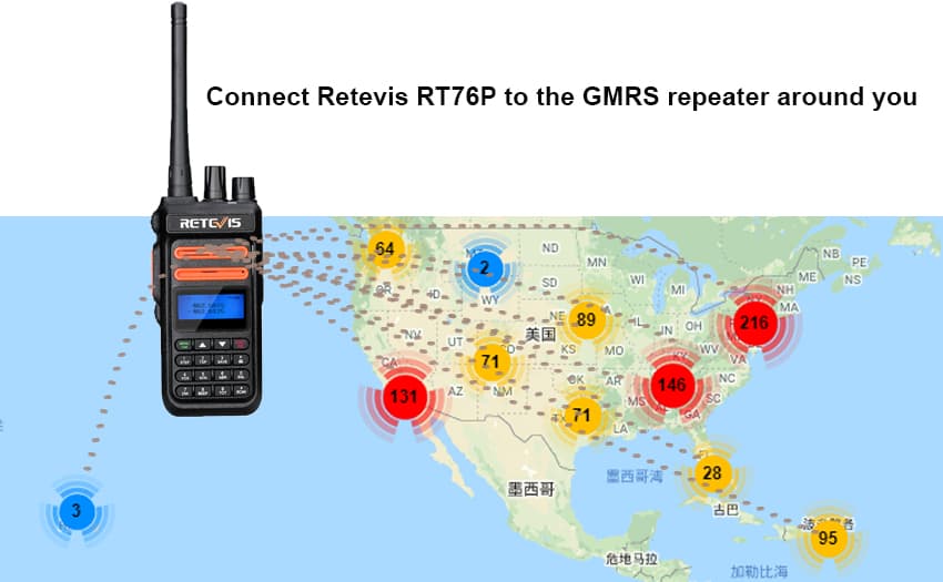 How to connect Retevis RT76P to GMRS repeaters around you