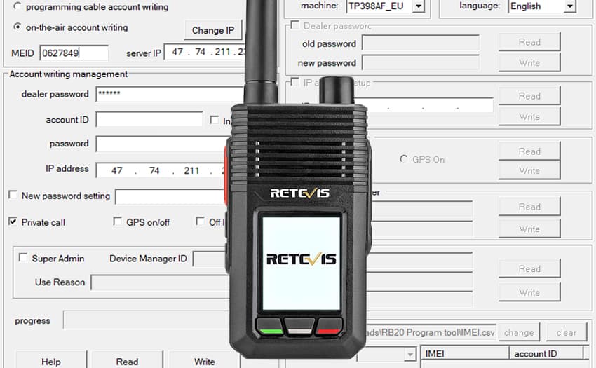 How to operate Retevis RB20 on-the-air account writing