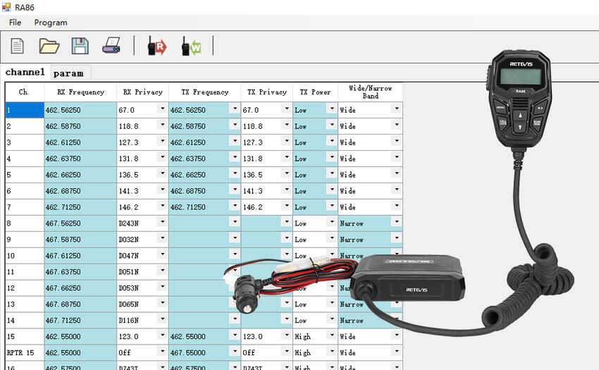 Retevis RA86 GMRS mobile Radio Program Software Introduction