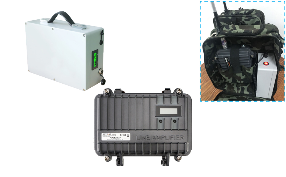 Portable power source for radio communication solution repeater