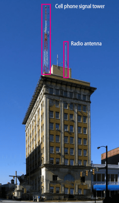 the antenna is set at the secondary height