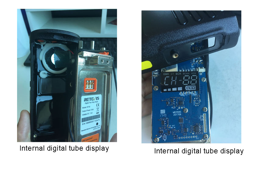 Retevis RT50 front panel digital tube disassembly display