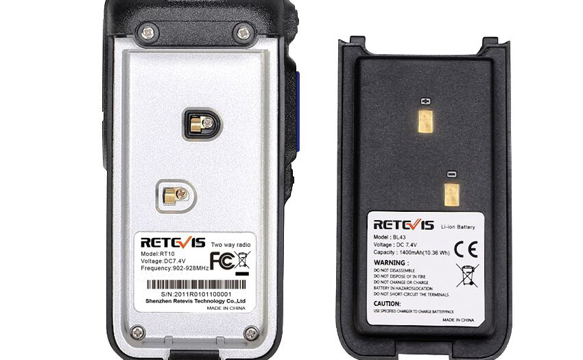 Retevis RT10 dmr digital license free radio battery