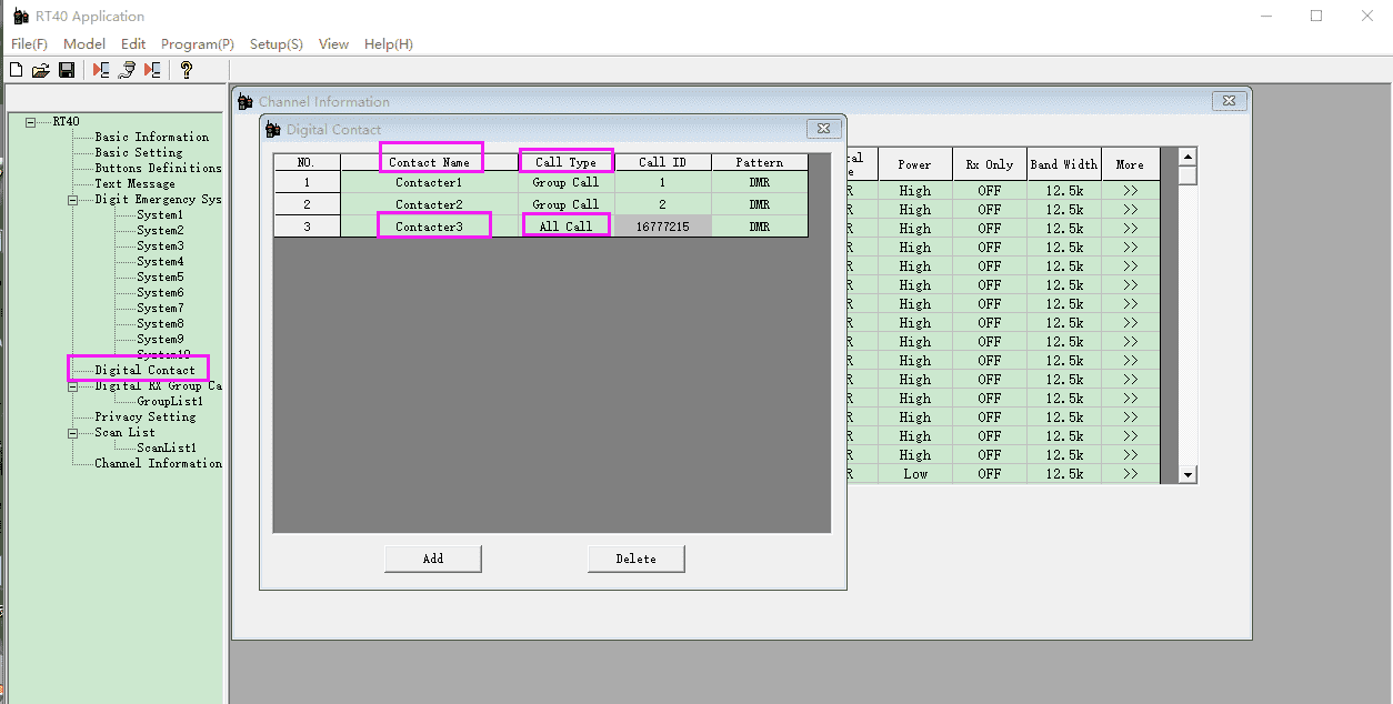 Set all call for retevis RT40