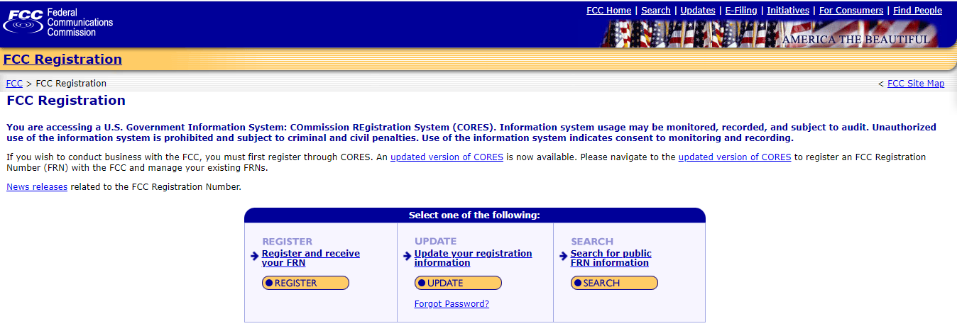 create a new ULS account in FCC