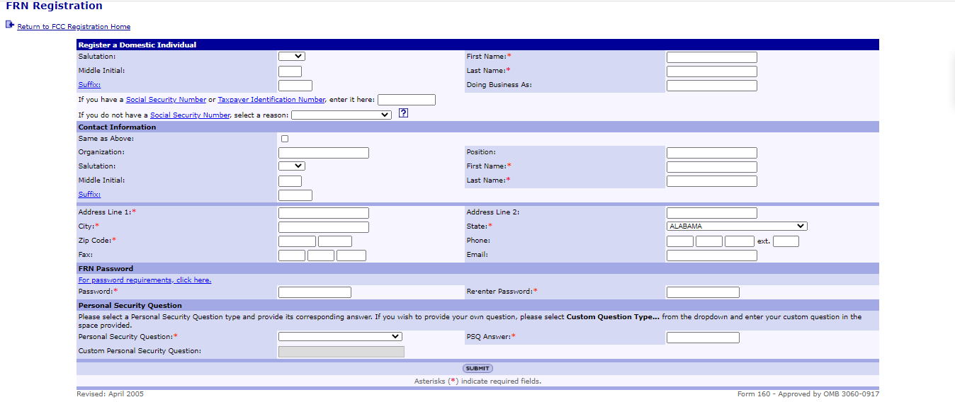 FRN Registration