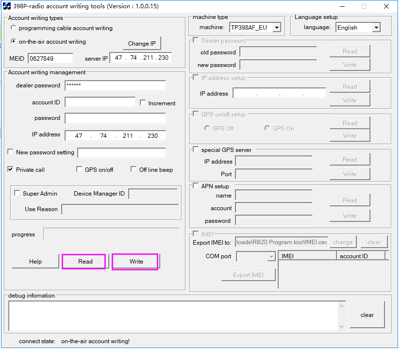 Retevis RB20 POC handset read and write