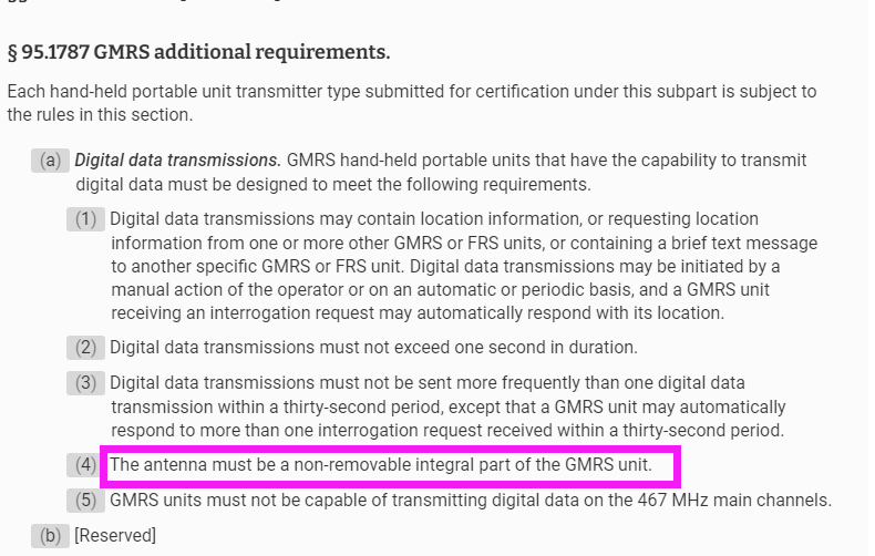 portable gmrs radio antenna regulations