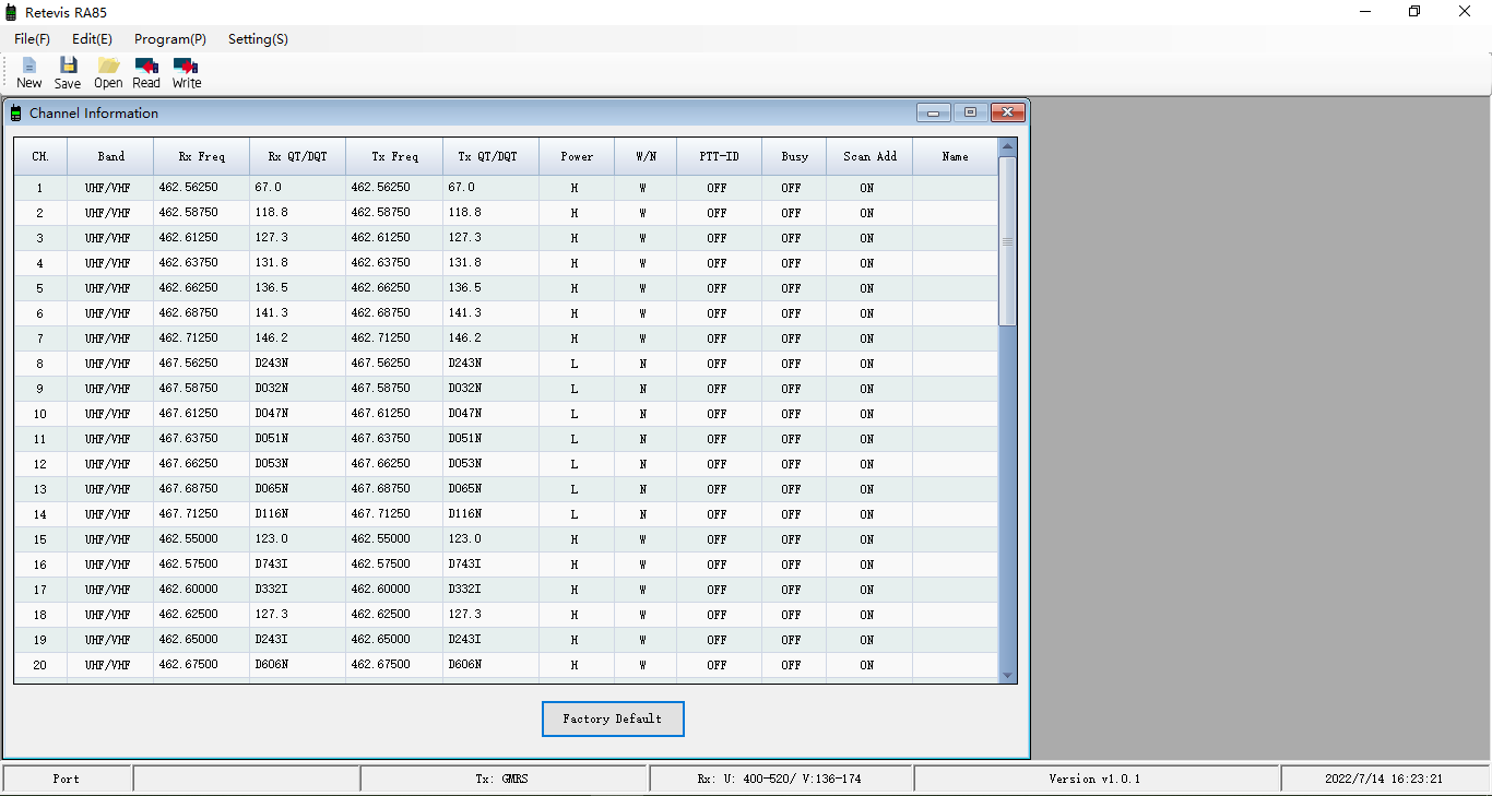 retevis ra85 software