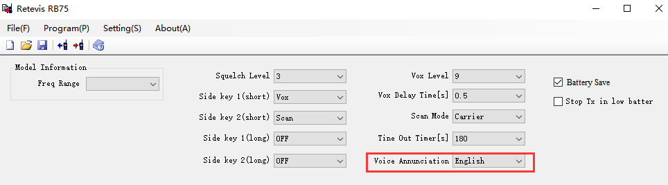 retevis rb75 functions