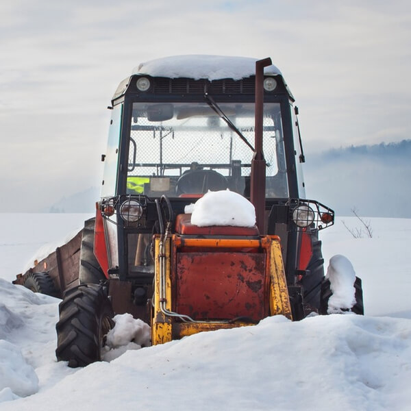 tractor on the snow