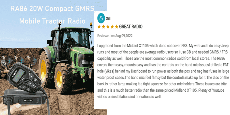 RA86 20W GMRS Mobile Tractor Radio