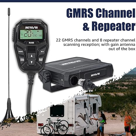 RA86 NOAA GMRS Mobile Radio with MR300 50w Antenna Bundle