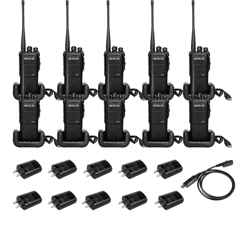 RB75 waterproof large battery GMRS Walkie Talkie with program cable 10 pack-20 pack