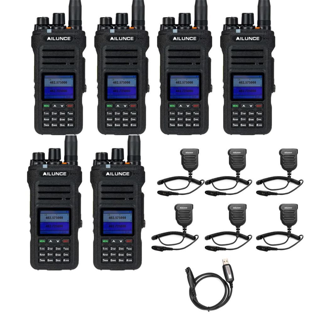 HA1G NOAA GMRS Walkie Talkie 6 Pack With Microphone